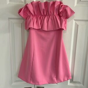DO+BE Melani Strapless Ruffle Pink Mini Dress Size L